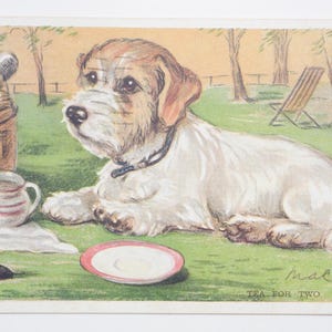 Lucy Dawson « Mac » - « Tea For Two » - carte postale originale de la Saint-Valentin des années 30 (AJ)
