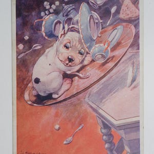 Plus pour le bus ? - BONZO - carte postale vintage originale George Studdy (AM)