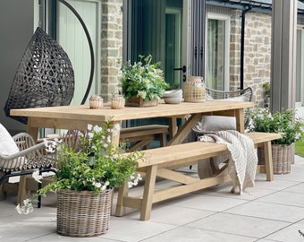 Outdoor Dining Table - Swedish Terrace Patio Table - Premium Wooden Garden Furniture - 'The Coast'.