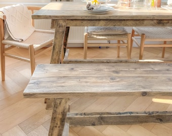 Wooden Bench - Rustic Dining Bench- Reclaimed Wood Hall Bench. 'The Andersson'