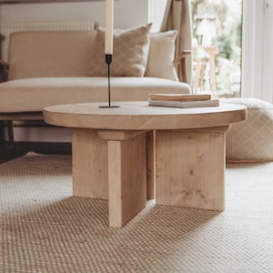Round Rustic Character Wood Coffee Table - The Drift Coffee Table