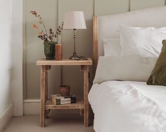 Rustic Wood Bedside Table and Side table - Small Reclaimed Wooden Console Table - Occasional Sofa Table - 'The Splay'