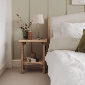 Rustic Wood Bedside Table and Side table Small Reclaimed Wooden Console Table Occasional Sofa Table 'The Splay' image 1