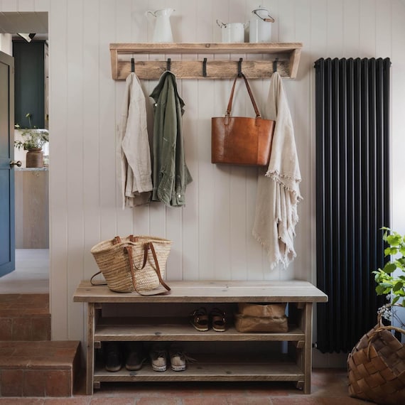 Wooden Storage Bench and Shoe Rack Reclaimed Wood Hall Table Rustic Farmhouse Entryway Console Table Etsy UK