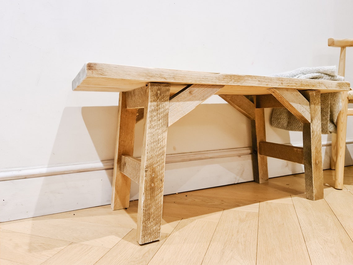 Rustic Wooden Bench Dining Hall Bench Scandinavian Kitchen Etsy