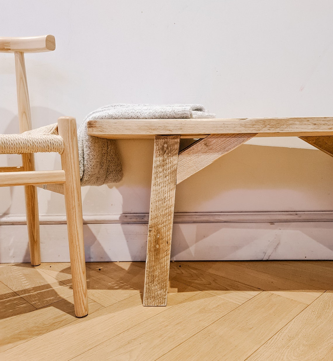 Rustic Wooden Bench Dining Hall Bench Scandinavian Kitchen Etsy