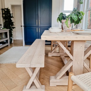 Light Oak Wooden Dining Table Rustic Solid Wood Farmhouse Table ...