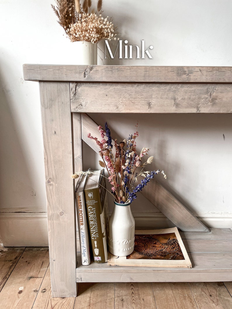 Solid Wood Console Table Rustic Wooden Hall Table - Etsy UK