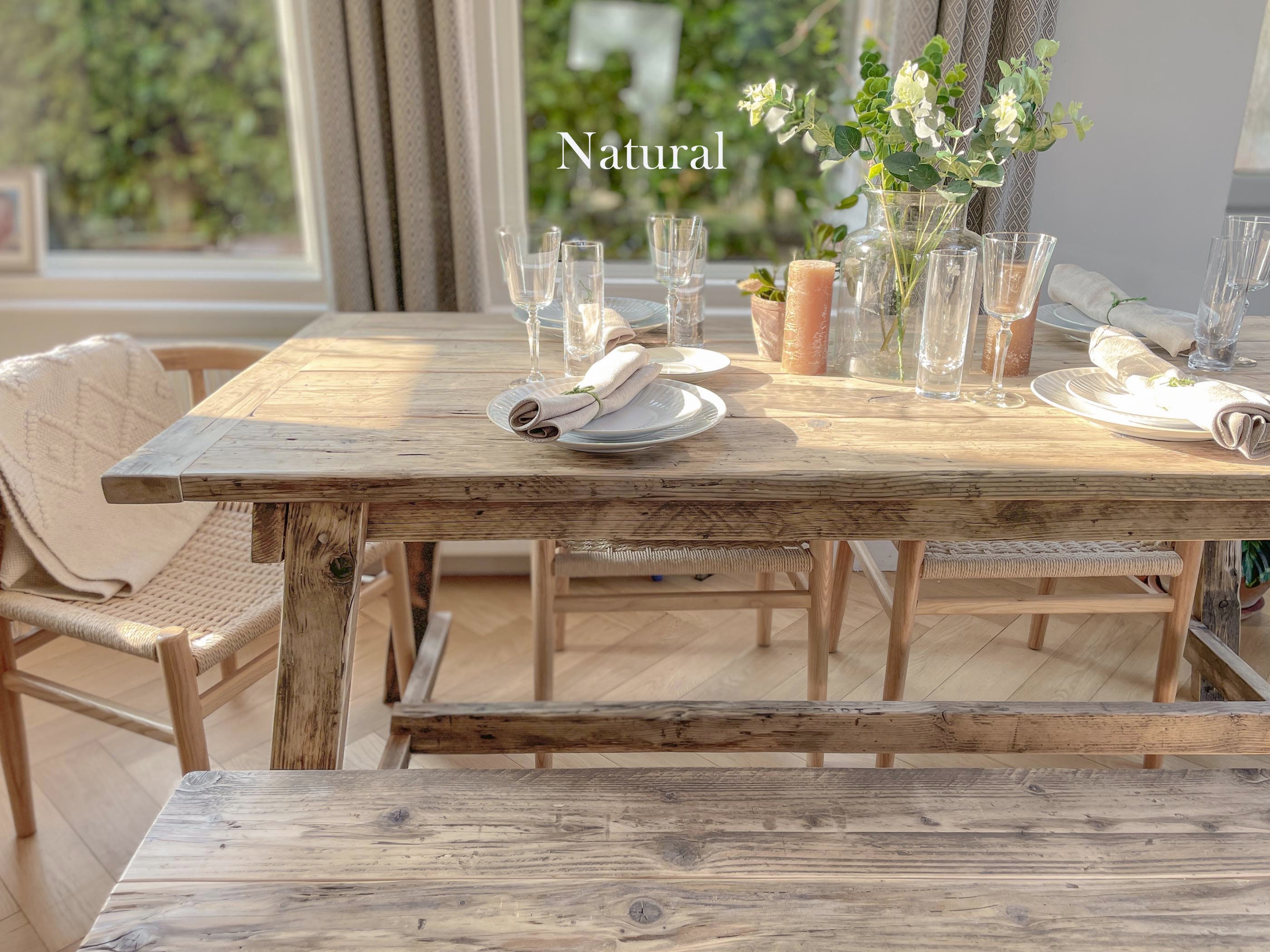 Reclaimed Wood Dining Table Rustic Solid Wood Farmhouse - Etsy UK