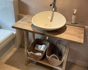 Rustic Reclaimed Wood Bathroom Washstand: The Splay Vanity Unit