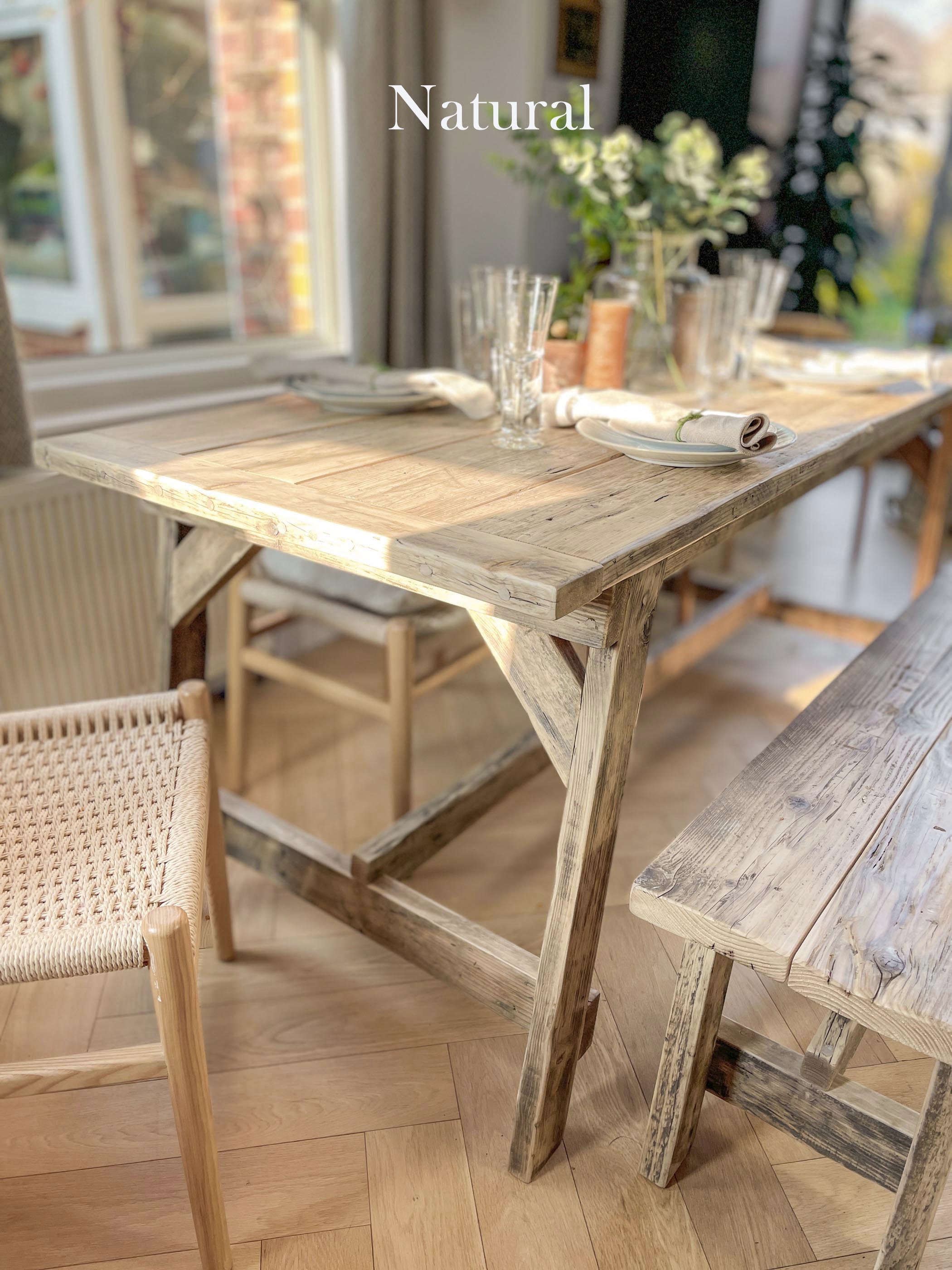 Reclaimed Wood Dining Table Rustic Solid Wood Farmhouse - Etsy UK