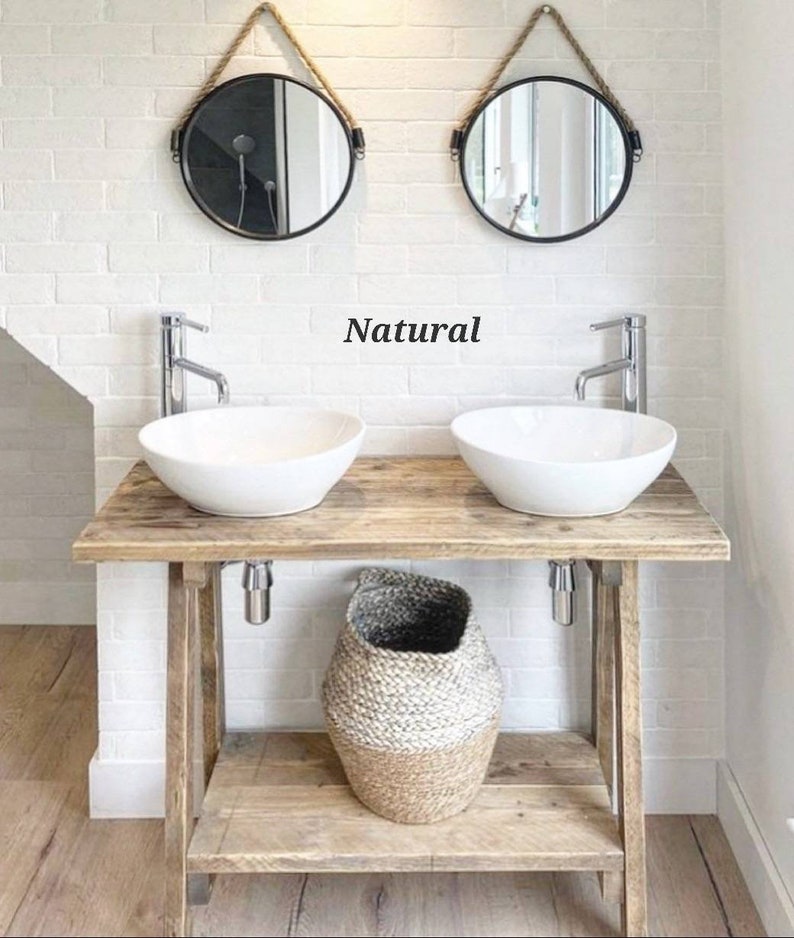 Rustic Vanity Unit Vintage Wooden Bathroom Sink Unit Etsy UK