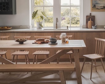 Solid Wood Scandinavian Farmhouse Dining Table: The Coast Table