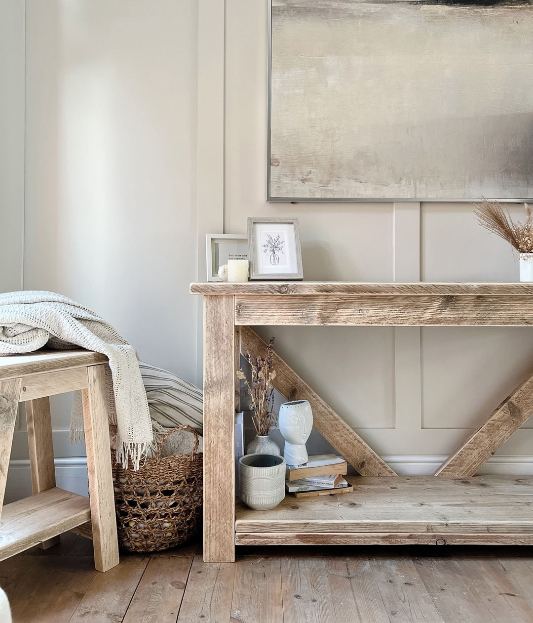 Rustic Wooden Console Table Reclaimed Wood Narrow Hall Table Etsy UK