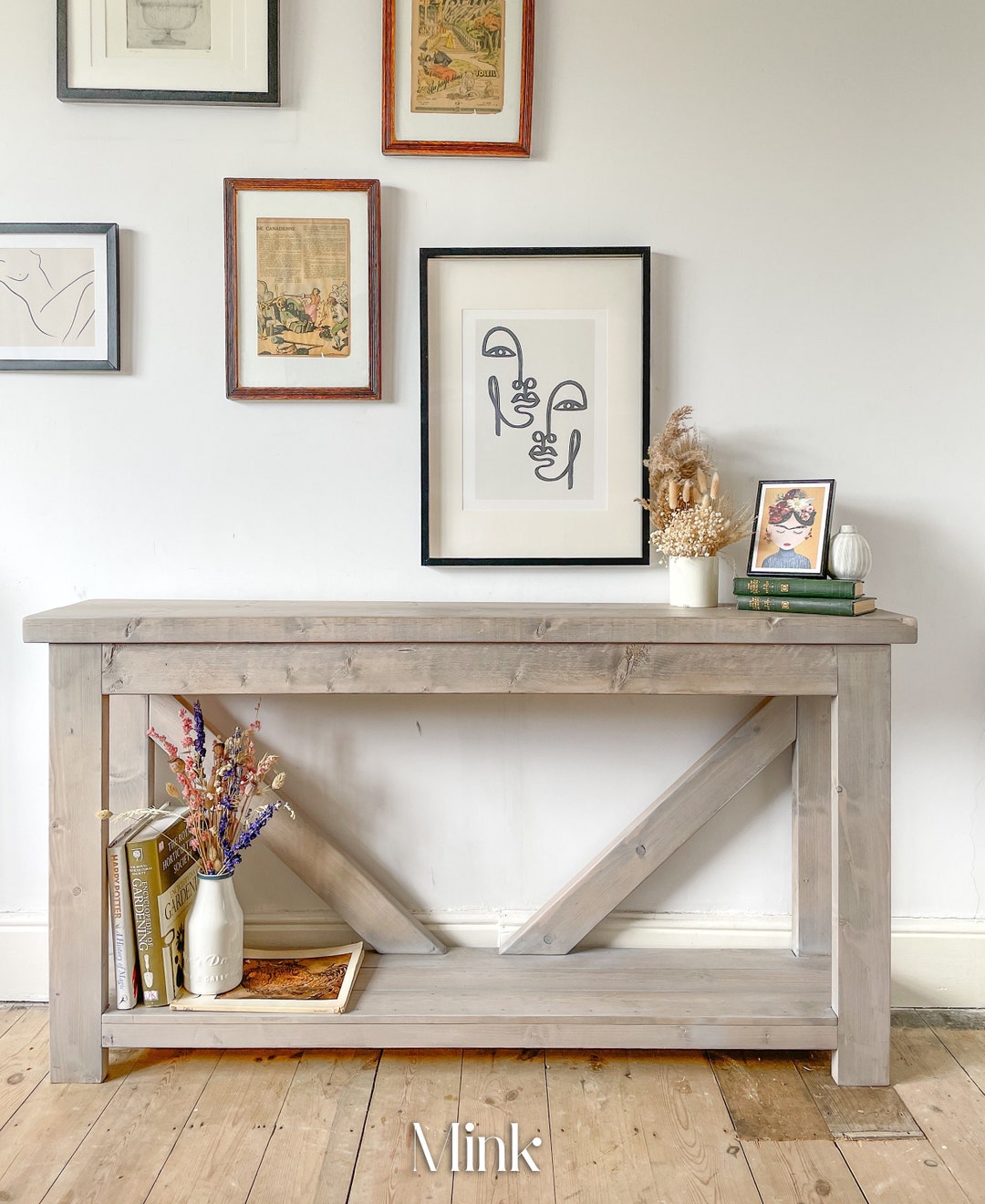 Pringle chic small wooden 2024 console table union rustic
