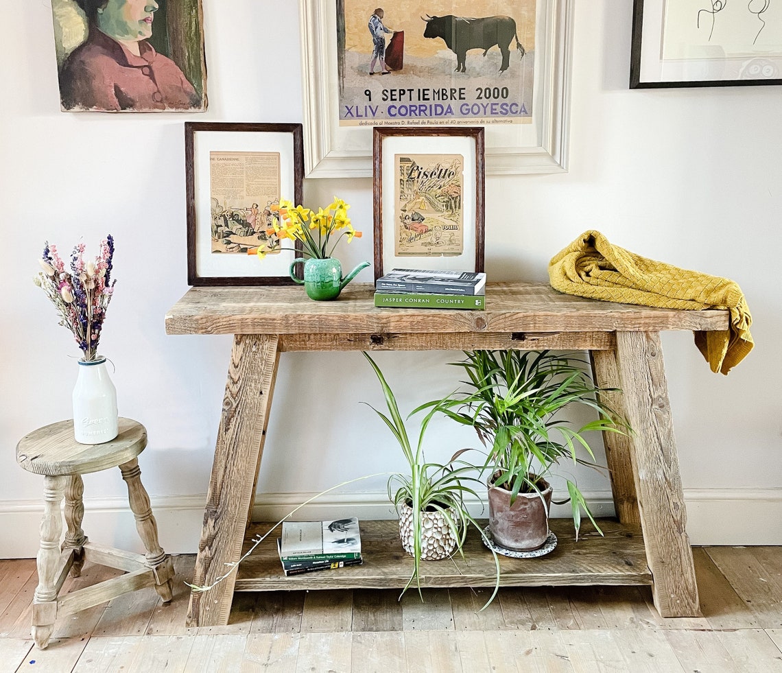 Narrow Rustic Hall Table Reclaimed Wood Console Table Etsy UK
