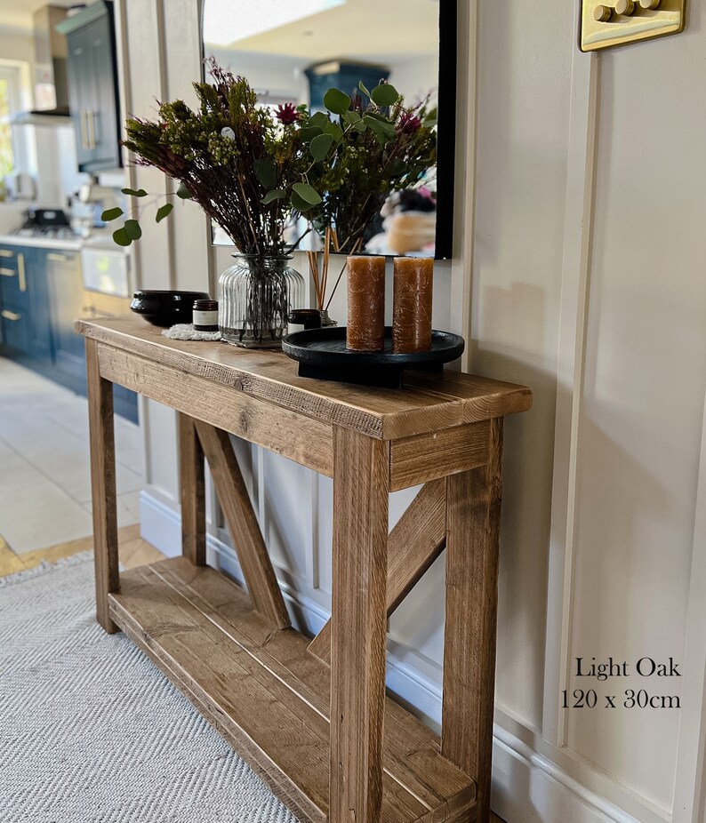 Rustic Wooden Console Table Reclaimed Wood Narrow Hall Table Etsy UK