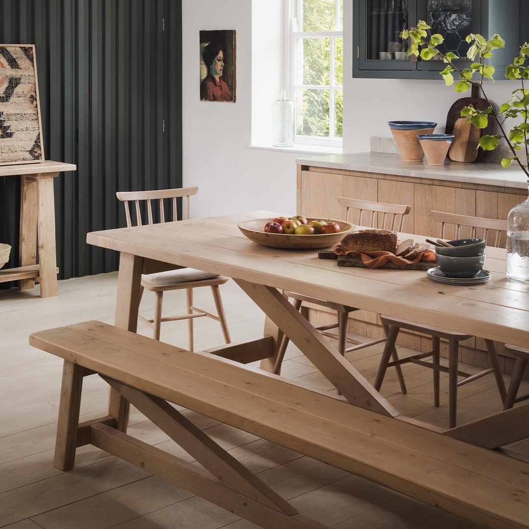 Handmade Solid Wood Farmhouse Bench - Scandinavian Pine - the Coast ...