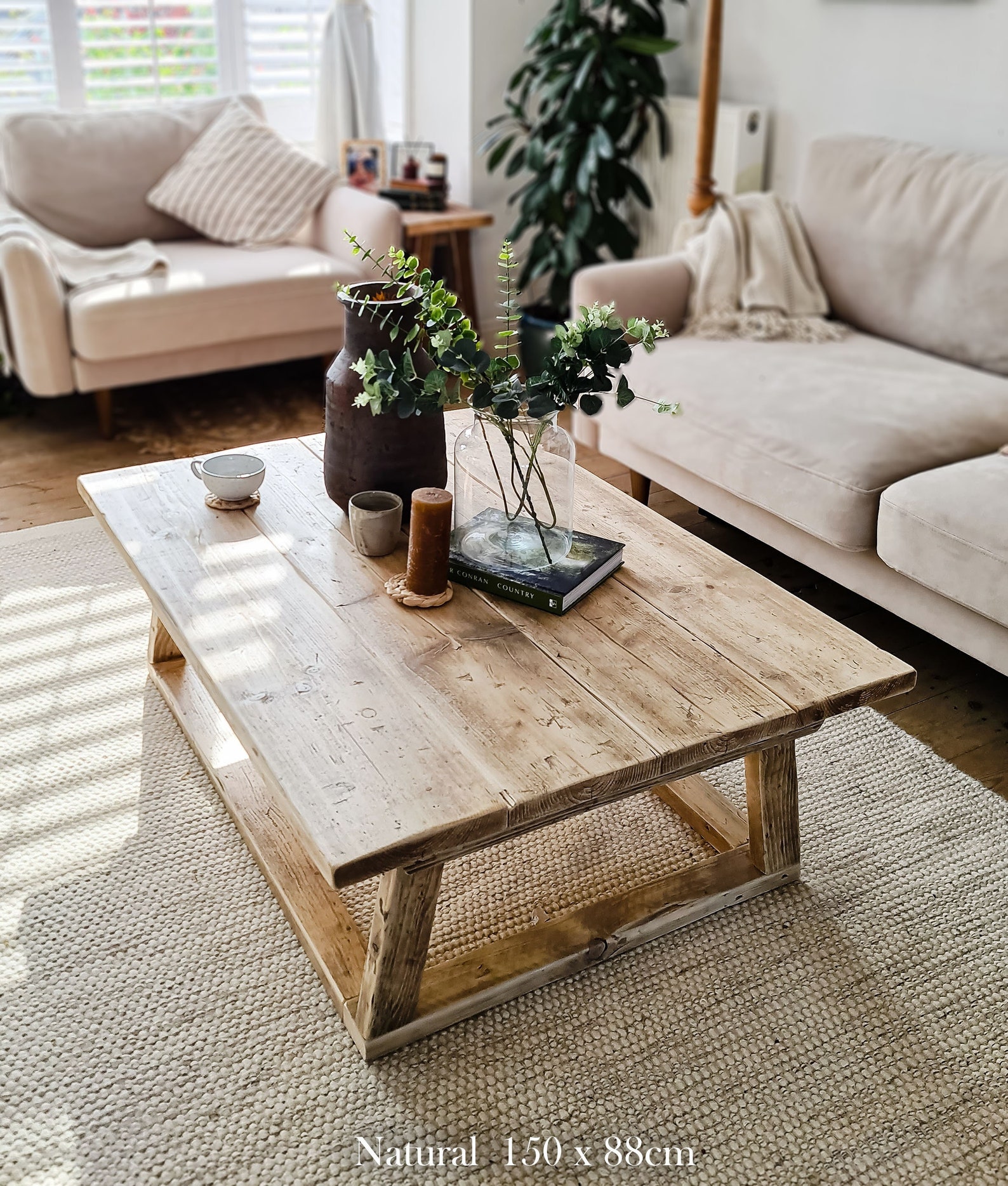 Rustic Wood Coffee Table Large Reclaimed Wooden Coffee Table - Etsy UK