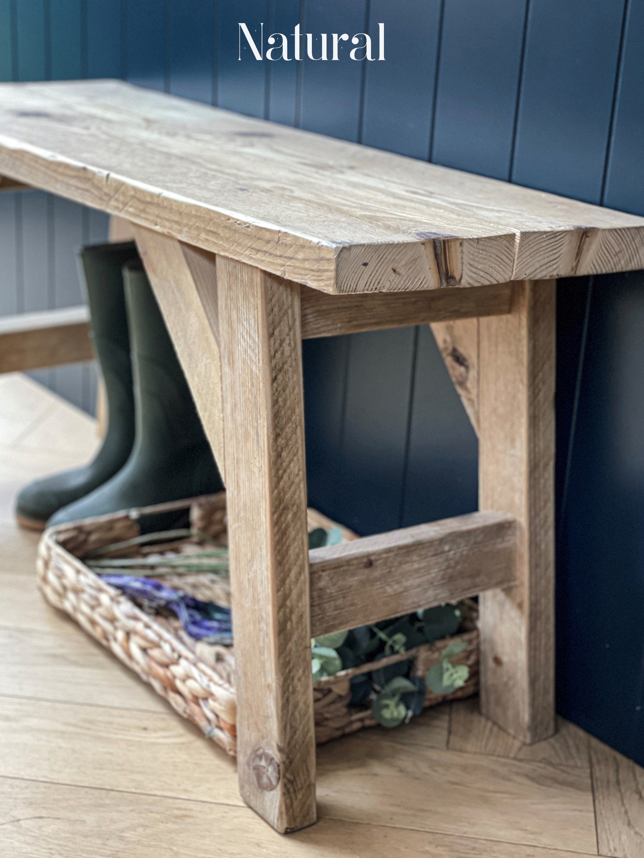 Rustic Wooden Bench Dining Hall Bench Scandinavian Kitchen Etsy UK