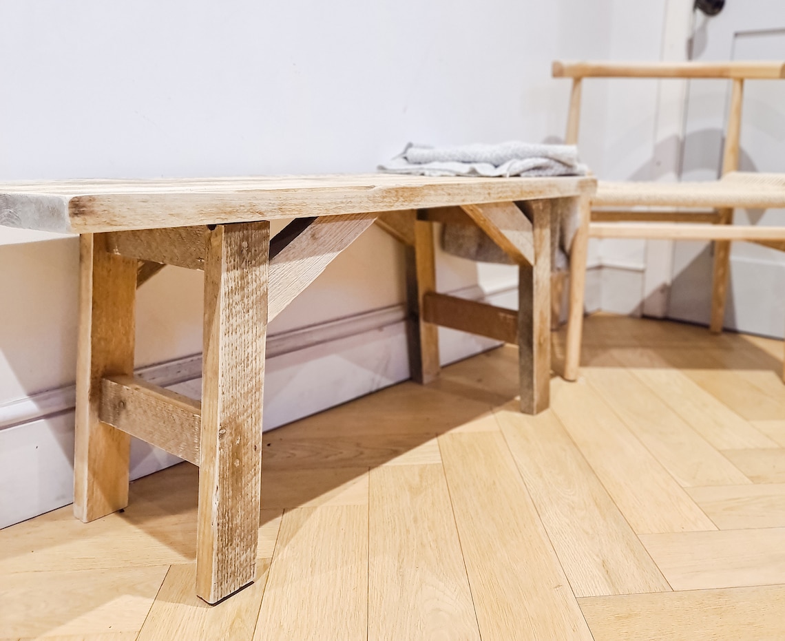 Rustic Wooden Bench Dining Hall Bench Scandinavian Kitchen Etsy