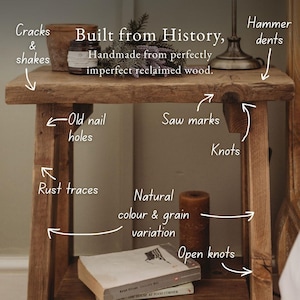 Reclaimed Wood Bedside Table with Shelf - Rustic Splay Side Table Bild 11