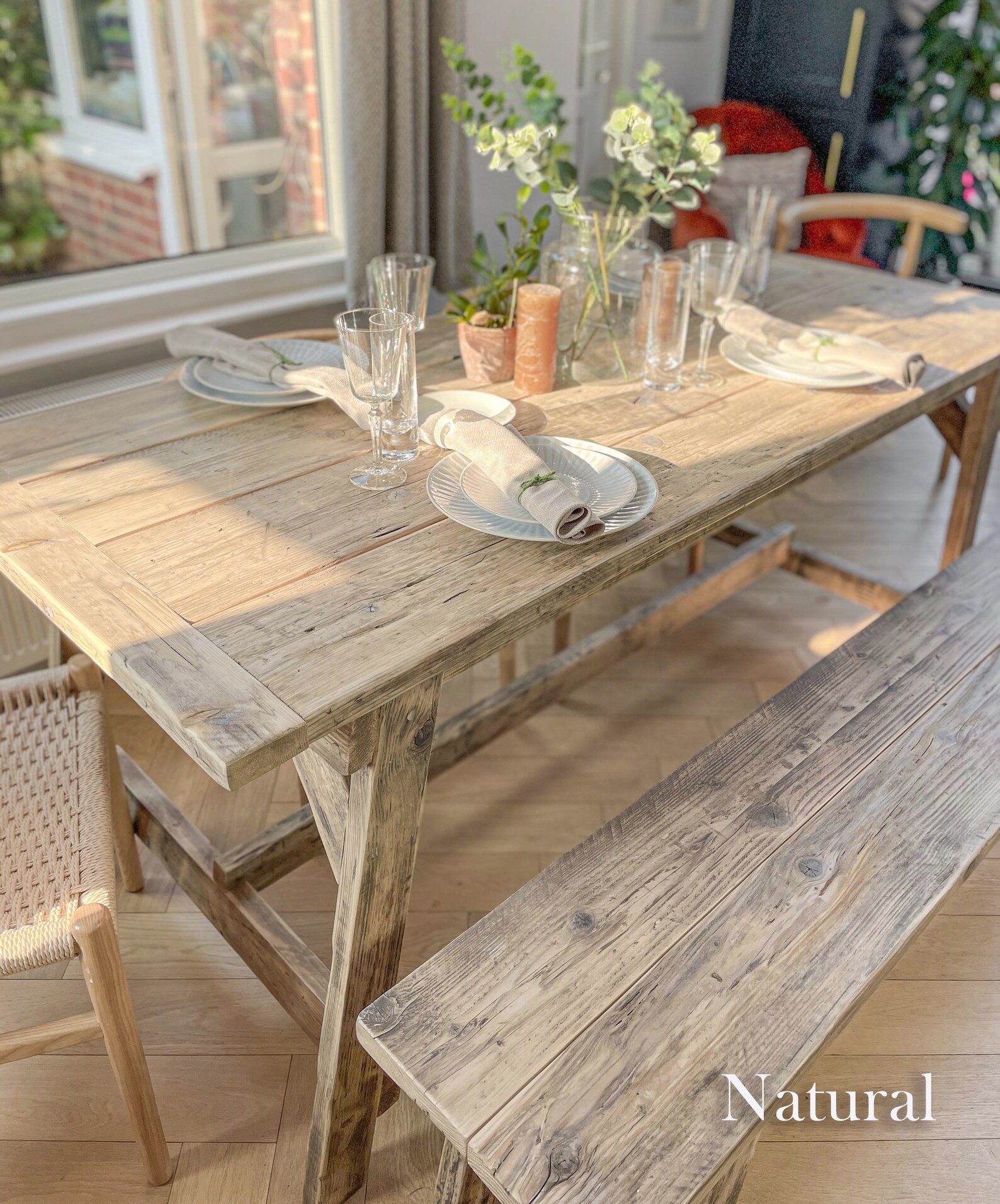 Reclaimed Wood Dining Table Rustic Solid Wood Farmhouse - Etsy UK