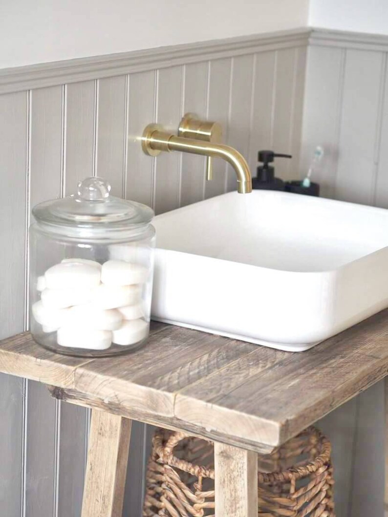 Rustic Vanity Unit Vintage Wooden Bathroom Sink Unit Etsy UK