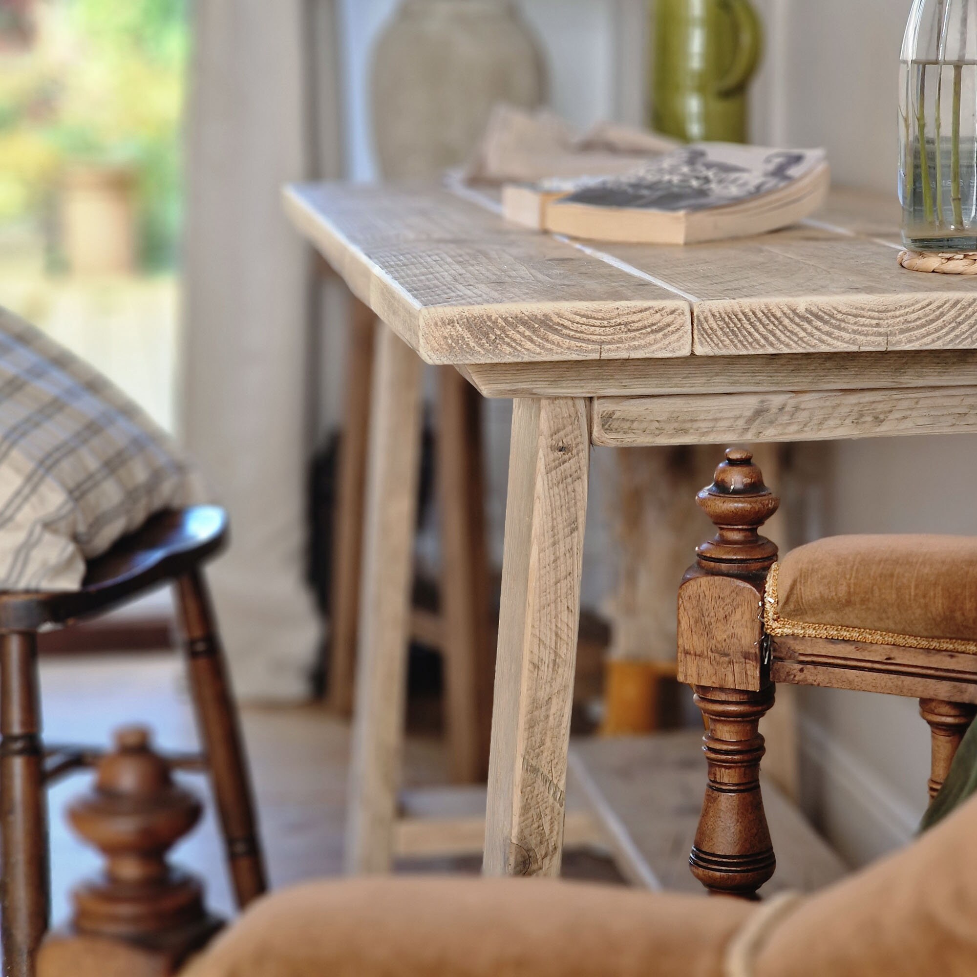 Rustic Reclaimed Wood Writing Desk With Low Shelf - the Barn Desk - Etsy UK