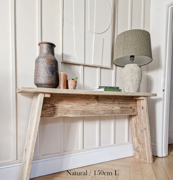 Rustic Console Table Narrow Reclaimed Wood Console Table and Radiator Table  Solid Wood Hall Table. 'the Splay Console' 