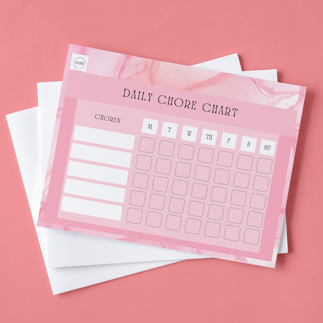 Pink Daily Chore Chart Planner Page - Etsy