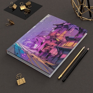 Cyber Steampunk City Hardcover Journal Matte
