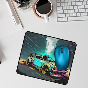 Cyber Steampunk Car Non-Slip Mouse Pads