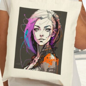 Cyber Steampunk Girl Cotton Canvas Tote Bag