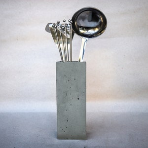 Concrete Utensil Holder, Concrete Utensil Crock, Concrete Kitchen Tool Holder, Geometric Vase, Concrete Utensil Organizer, Concrete Pot