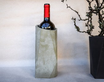 Concrete Wine Cooler, Elegant Geometric Wine Bottle Chiller, Unique Artisan Wine Accessories, Sophisticated Wine Centerpice,