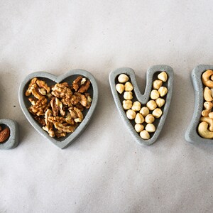 Concrete Decorative Bowls, Concrete Bowl Set, Nut Bowl with Concrete Love Letters, Serving Dish, Set Of 4 Bowls, Snack Bowls, Small Bowls