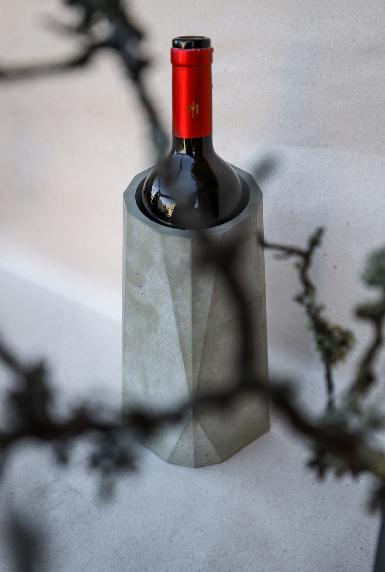 Concrete Wine Cooler, Elegant Geometric Wine Bottle Chiller, Unique Artisan Wine Accessories, Sophisticated Wine Centerpice, image 2