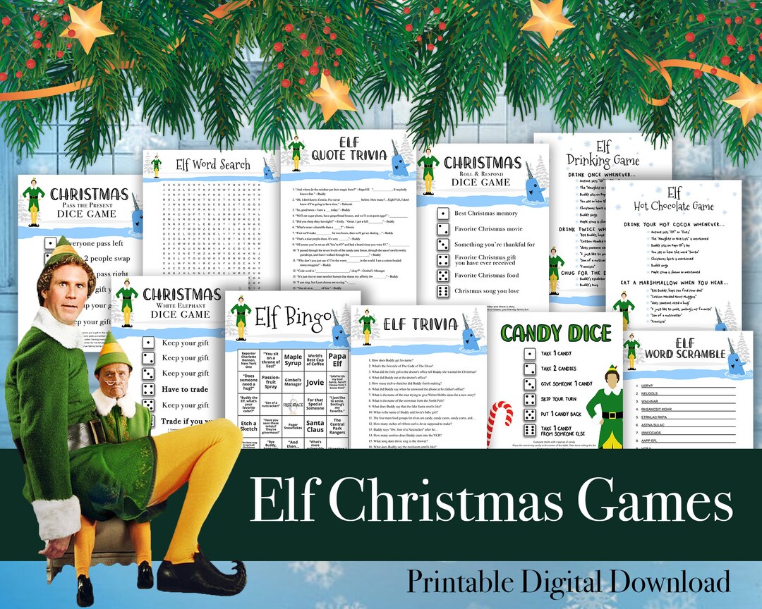 Elf Christmas Games Printable Elf Movie Christmas Party Games, Elf