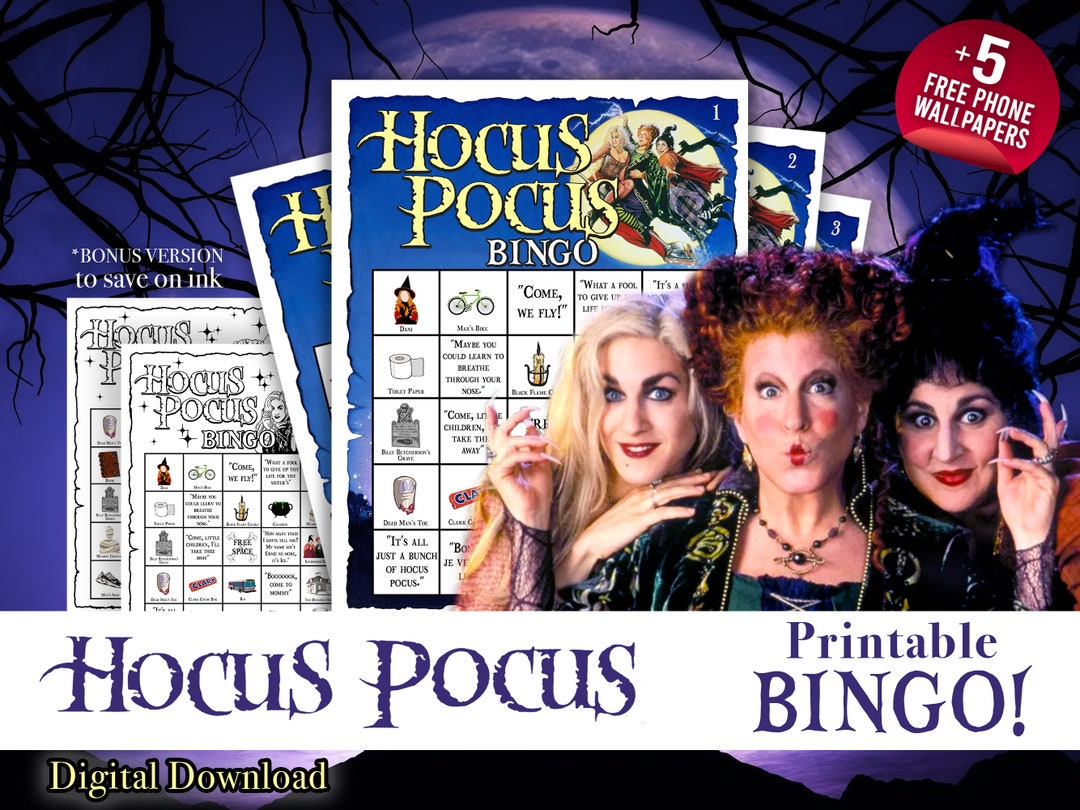 Hocus Pocus Bingo Printable Games Halloween Bingo Hocus Pocus Etsy