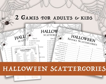 Halloween Scattergories Juegos de Halloween imprimibles para niños y adultos Juegos de Halloween imprimibles, Juegos de fiesta de Halloween de Scattergories imprimibles