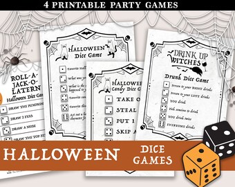 Gry w kości na Halloween do druku, gra w kości z cukierkami na Halloween, gry na Halloween dla dorosłych, gry na imprezę halloweenową dla dzieci, rzucanie lampionem z dyni