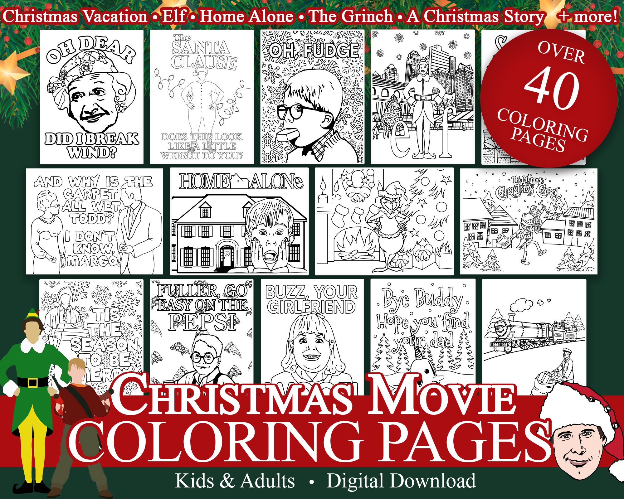 Christmas Movie Coloring Pages Printable, Christmas Coloring Pages