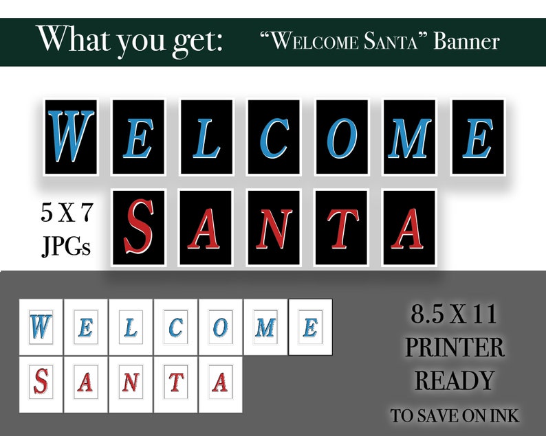 Elf Printable Christmas Banner Welcome Santa Sign, Elf Decorations ...
