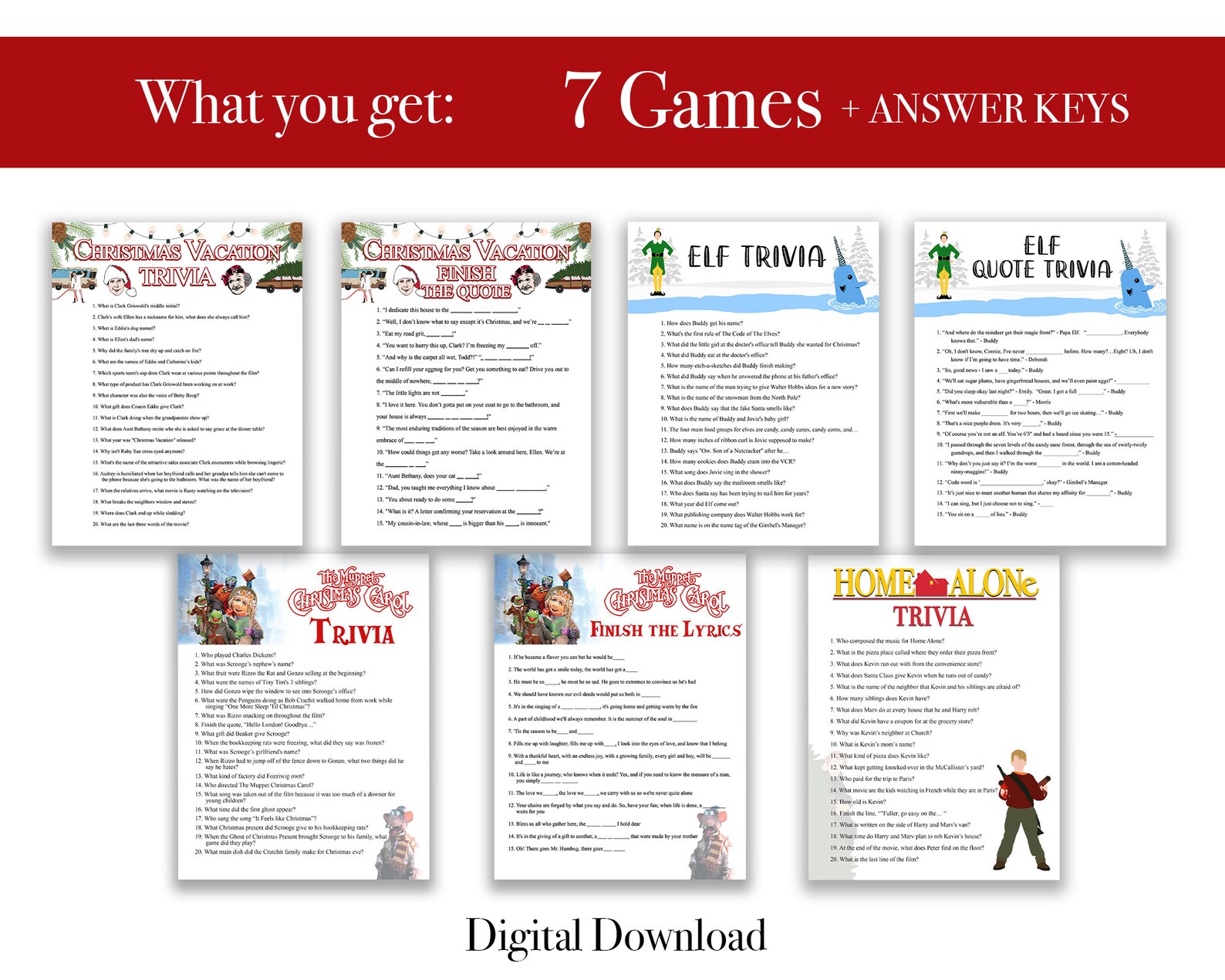 Christmas Movie Trivia Printable Christmas Games, Christmas Vacation
