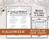 Halloween What’s On Your Phone Printable Halloween Games, Halloween Dice Game Roll & Respond Printable Halloween Games, Halloween Game Night