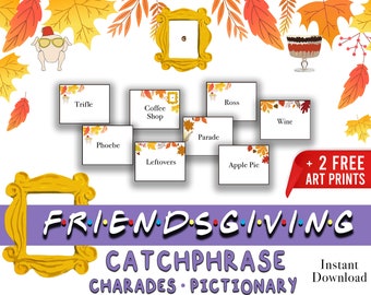 Friends Thanksgiving Games Printable Friendsgiving Games, Thanksgiving Charades Pictionary Catchphrase, Printable Thanksgiving Friends Party