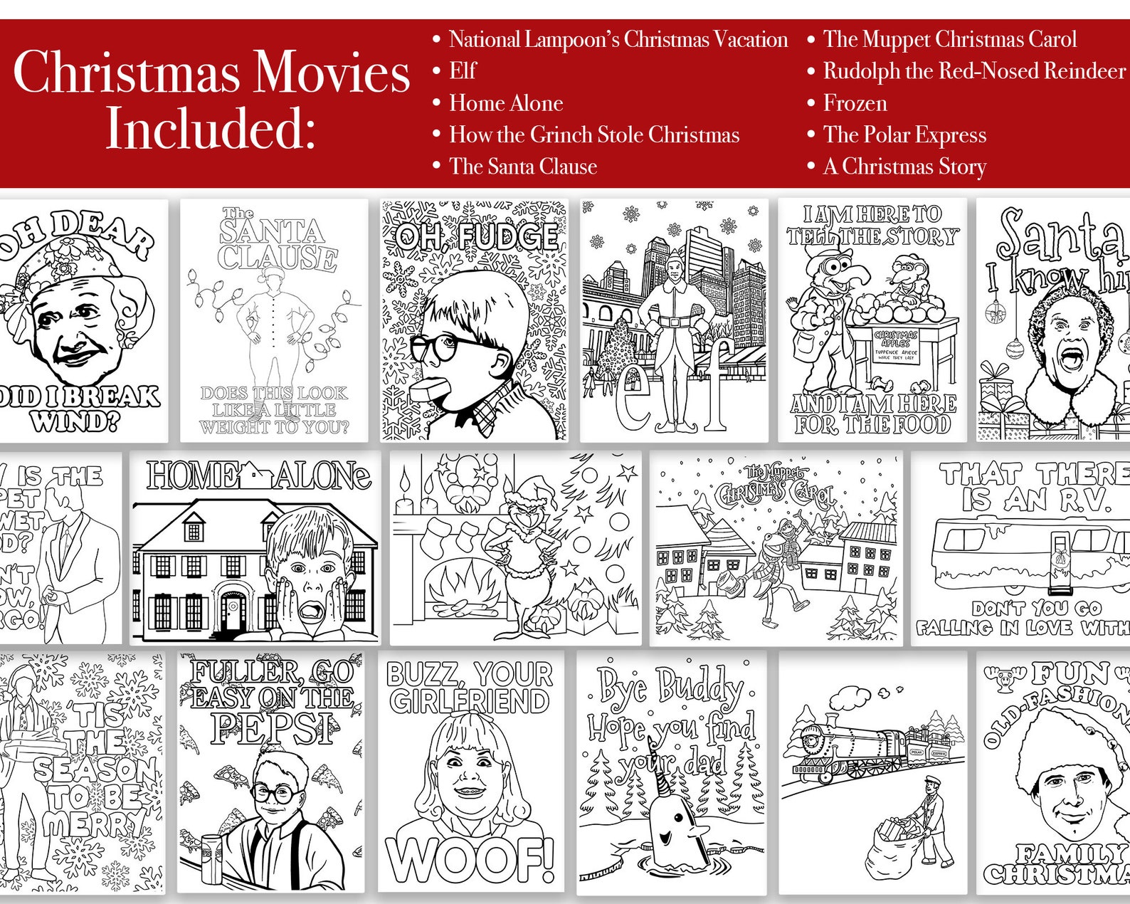 Christmas Movie Coloring Pages Printable, Christmas Coloring Pages