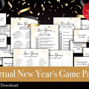 2023 Virtual New Year’s Game Pack 6 Fun Winter Zoom Activities Downloadable Games For Virtual Gatherings Zoom Friendly Printable Games