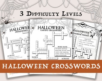 Halloween Crossword Puzzles Printable Halloween Word Games Easy & Hard Crossword Puzzle for Halloween, Halloween Printable Crossword Puzzles